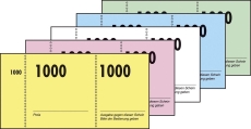 Nummernblock - 1-1000, 5 farbig sortiert, 105x50 mm, 10 x 100 Blatt