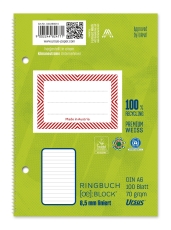 Ringbuchblock - A6, 100 Blatt, 70 g/qm, liniert