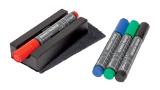 Board-Eraser + 4 Board-Marker schwarz, rot, grün, blau