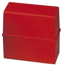 Karteibox DIN A7 quer - für 300 Karten mit Stahlscharnier, rot