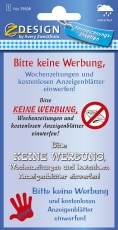 59508 Home Hinweis-Etikett Keine Werbung, Kunststoff, 1 Bogen 4 Etiketten