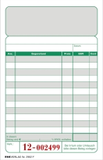 Kassenblock - zweifarbig - oben geheftet, 2 x 50 Blatt, 96 x 167 mm, nummeriert