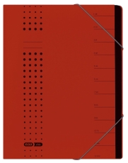 Ordnungsmappe chic - 12 Fächer, A4, Karton (RC), 450 g/qm, rot