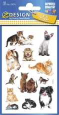 Z-Design 53574, Kinder Sticker, Katzenbabies, 3 Bogen/36 Sticker