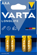 Batterien LONGLIFE - AAA/LR03, 4 Stück, blau/gelb