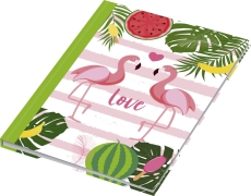 Notizbuch Flamingo grün - A5, Pünktchenlineatur, 96 Blatt