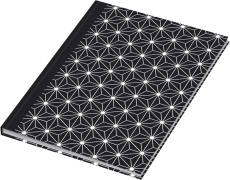 Notizbuch black&white stars - A5, Pünktchenlineatur, 96 Blatt