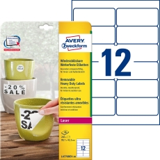 L4776REV-20 Folienetiketten - 99,1 x 42,3 mm, weiß, 240 Etiketten, ablösbar, wetterfest