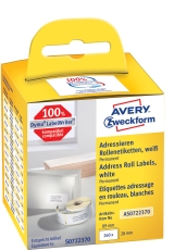 Rollen-Etiketten Adressaufkleber - 28 x 89 mm, weiß, permanent, 2 Rollen/260 Etiketten