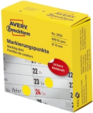 3852 Markierungspunkte - Ø 10 mm, Spender mit 800 Etiketten, gelb