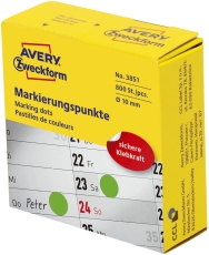 3851 Markierungspunkte - Ø 10 mm, Spender mit 800 Etiketten, grün