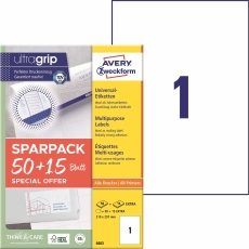 6603 Universal-Etiketten ultragrip - 210 x 297 mm, weiß, 65 Etiketten, permanent