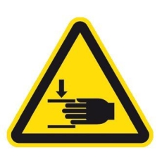 Warnung vor Handverletzungen ISO 7010, Folie selbstklebend, 10 cm Seitenlänge