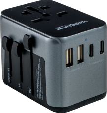 Ladeadapter Universal Travel - UTA-03, Anschlüsse für USB Typ-A/C & Stromstecker, schwarz