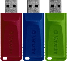 USB 2.0 Stick 16GB, Slider, rot-blau-grün, Multipack