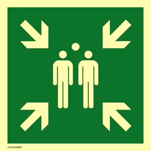 Sammelstelle, ISO 7010, Alu, langnachleuchtend, 160-mcd, 300x300 mm