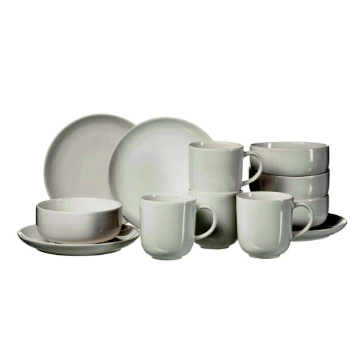 Frühstücksset Volos, 12-teilig , Steinzeug, weiß