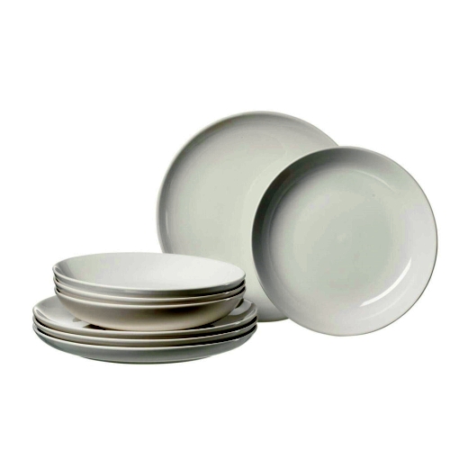 Tafelservice Volos, 8-teilig , Steinzeug, weiß