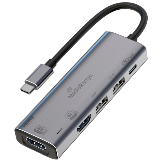 Multiport Adapter 5-in-1, USB C 2.0/3.0, silber