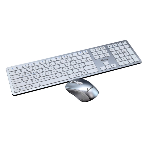 Tastatur+Maus Set, USB-C, 1600dpi, kabellos, weiß/silber