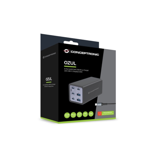 USB-Ladegerät PD 3.1, USB-C-Ladekabel, 6-Port 200W GaN , USB-C x 4, USB-A x 2, QC 3.0, PD 3.1