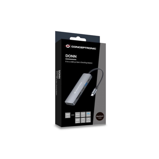 Dockingstation 6-in-1 USB 3.2 Gen 1, HDTV, 100W USB PD, USB 3.0, USB 2.0, SD, TF/MicroSD