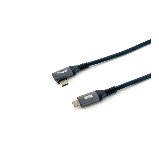 USB-Kabel 2.0, Type-C to C 90°, 1m, M/M, PD 100W, 480Mbps, schwarz