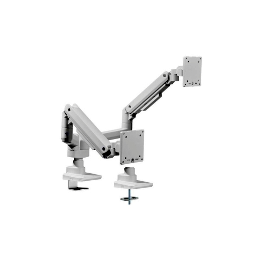 Schwerlast-Doppelmonitor-Tischhalterung, 17"-35", neigbar, weiß