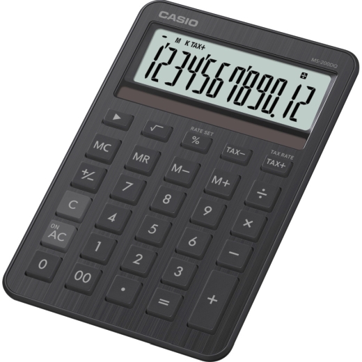 Tischrechner MS-200DQ, Solar-/Batteriebetrieb, 12-stellig, schwarz