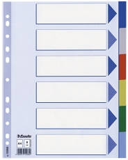 Register - blanko, A4, PP, 6-teilig + Deckblatt, farbig