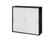 Schiebetürschrank - 3OH, 120 cm, Relinggriff, graphit/weiß