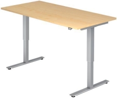 Hammerbacher Sitz-Steh-Schreibtisch mit T-Fuß - 180 x 72-119 x 80 cm, elektr. höhenverstellbar, Ahorn, mit Montageservice