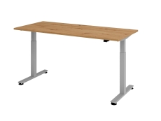 Sitz-Steh-Schreibtisch mit T-Fuß - 180 x 72-119 x 80 cm, elektr. höhenverstellbar, Asteiche, mit Montageservice