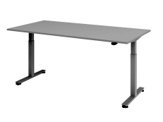 Schreibtisch T-Fuß elektrisch - 200 x 73-119 x 100 cm, grau/silber