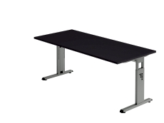 Schreibtisch C-Fuß - 180 x 65-85 x 80 cm, höhenverstellbar, graphit/silber, mit Montageservice