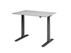 Schreibtisch T-Fuß elektrisch - 120 x 70-120 x 80 cm, höhenverstellbar, weiß/silber