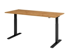 Schreibtisch T-Fuß elektrisch - 180 x 80 x 70-120 cm, höhenverstellbar, Asteiche/graphit