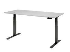 Schreibtisch C-Fuß elektrisch - 180 x 80 x 64-129 cm, höhenverstellbar, weiß/silber