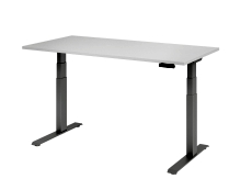 Schreibtisch C-Fuß elektrisch - 160 x 80 x 64-129 cm, höhenverstellbar, weiß/silber, Montageservice