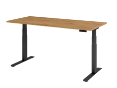 Schreibtisch C-Fuß elektrisch - 180 x 80 x 64-129 cm, höhenverstellbar, Asteiche/graphit, Montageservice