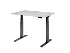 Schreibtisch C-Fuß elektrisch - 120 x 64-129 x 80 cm, höhenverstellbar, weiß/silber