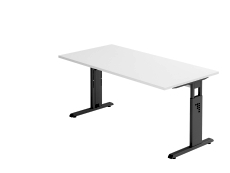 Schreibtisch C-Fuß - 160 x 65-85 x 80 cm, höhenverstellbar, weiß/graphit, mit Montageservice