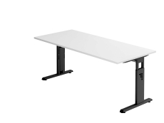 Schreibtisch C-Fuß - 180 x 65-85 x 80 cm, höhenverstellbar, weiß/graphit, mit Montageservice