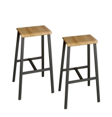 Barhocker, 2er Set, asteiche/grau