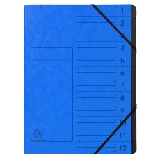 Ordnungsmappe - 12 Fächer, A4, Colorspan-Karton, blau