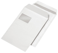 Versandtaschen C4, blickdicht, mit Fenster, haftklebend, 120 g/qm, weiß, 250 Stück