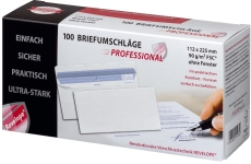 Briefumschlag Revelope® - 112 x 225 mm, o. Fenster, weiß, 90 g/qm, Innendruck, Revelope-Klebung, 100 Stück