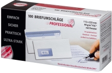 Briefumschlag Revelope® - 112 x 225 mm, m. Fenster, weiß, 90 g/qm, Innendruck, Revelope-Klebung, 100 Stück