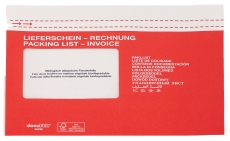 Begleitpapiertaschen mit Aufdruck Lieferschein-Rechnung - Papier, C5, weiß/rot, 500 Stück
