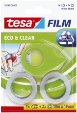 Handabroller Mini ecoLogo® - 10 m : 19 mm, grün, inkl. 2 Rollen Klebefilm eco&clear